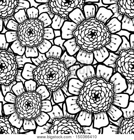 Ornate floral pattern with flowers. Doodle sharpie background. template for card, poster, leaflet.