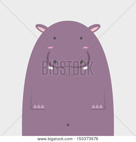 cute fat big hippopotamus on light gray background