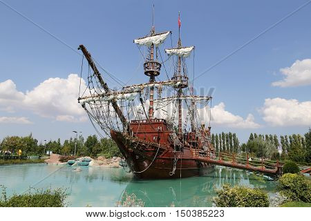 Pirate Ship In Sazova Science, Art And Cultural Park In Eskisehir City