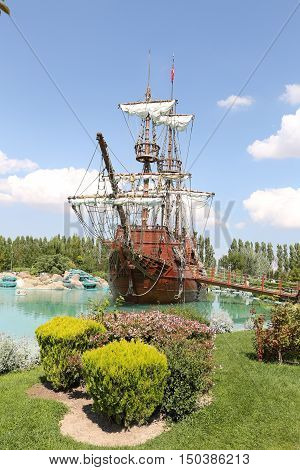 Pirate Ship In Sazova Science, Art And Cultural Park In Eskisehir City