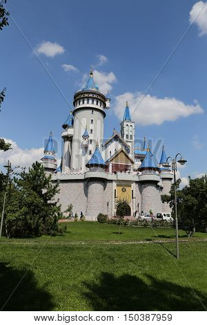 Fairy Tale Castle In Sazova Science, Art And Cultural Park In Eskisehir City