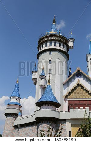 Fairy Tale Castle In Sazova Science, Art And Cultural Park In Eskisehir City