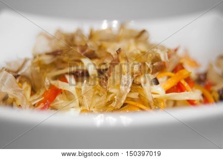 sea food salad with tuna dry chips