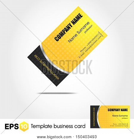 Abstract yellow business card template. Vector image