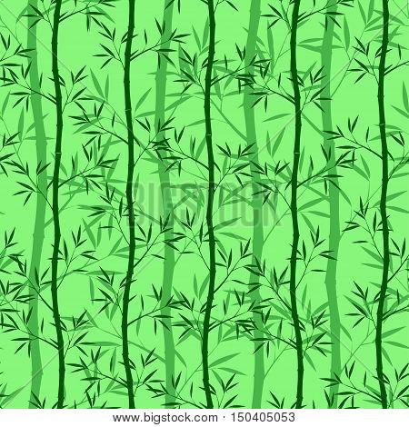 Vector seamless bamboo pattern in green and dark green colors