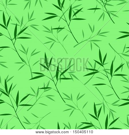 Vector seamless bamboo pattern in green and dark green colors