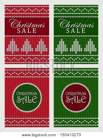 Set of holidays banners and labels. Templates in traditional white green and red colors. Christmas sale discount and greeting cards. Vector collection. Merry Christmas and Happy New Year.