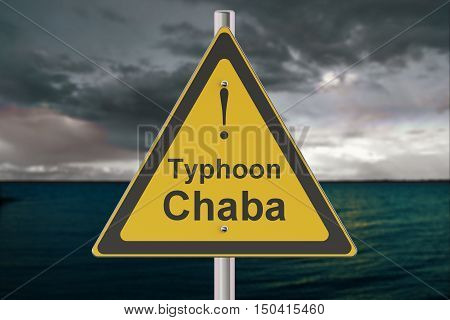 Typhoon Chaba road sign concept 3D rendering