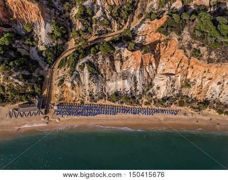 Beach View from the sky. Vilamoura Algarve Portugal.
