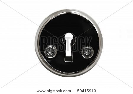 Keyhole close-up on a white background. Keyhole isolated