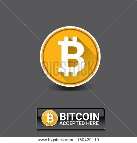 vector Bitcoin symbol. bitcoin accepted here icon or banner