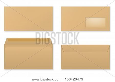 Blank paper envelopes set. Vector EPS10 illustration.