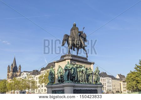 Monument In Center Of Cologne Of Kaiser Freidrich Wilhelm At Heumarkt