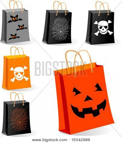 Halloween compras bolsas de ilustración para ventas conceptos e ideas.  Elementos principales están en la independiente