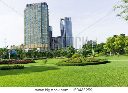 BANGKOK THAILAND 12 August 2016 : CHATUCHAK PARKA large public park that sits next to Chatuchak Weekend Market you usually see from the BTS Mo Chit's platform is a leisure and recreation spot for nearby residents.