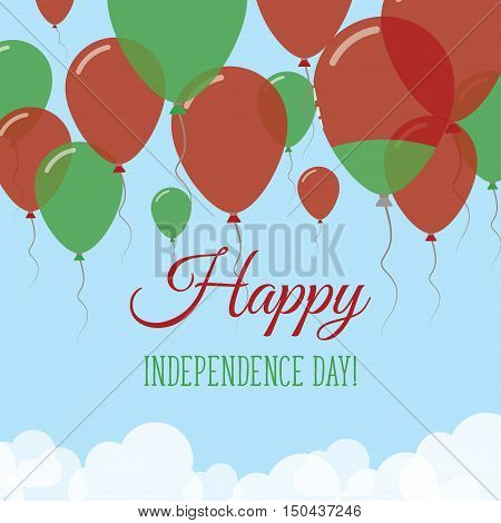 Belarus Independence Day Flat Greeting Card. Flying Rubber Balloons In Colors Of The Belarusian Flag