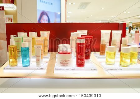 HONG KONG - SEPTEMBER 02, 2016: cosmetics at New Town Plaza shopping mall. New Town Plaza is a shopping mall in the town centre of Sha Tin in Hong Kong. 