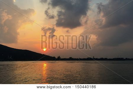 Sunset at sea with a beautiful light