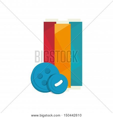 spool of colorful thread and blue button icon. vector illustration