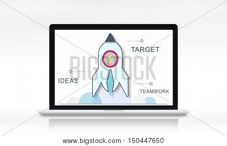 Rocket Spaceship Startup Business Strategy Graphic Concept