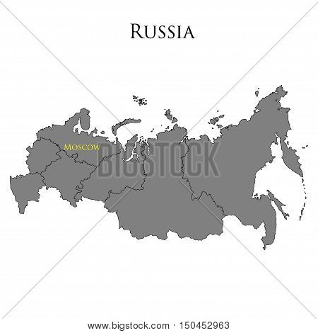 Contour map of Russia on a white background. Vector illustration