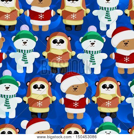 vector cute bear in clothes pattern eps10