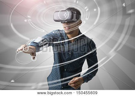 Man Using Virtual Reality Headset