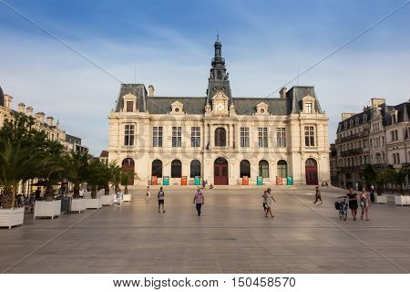 Poitiers France - September 12 2016: Town Hall Hotel de Ville in Poitiers France
