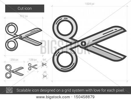 Cut vector line icon isolated on white background. Cut line icon for infographic, website or app. Scalable icon designed on a grid system.