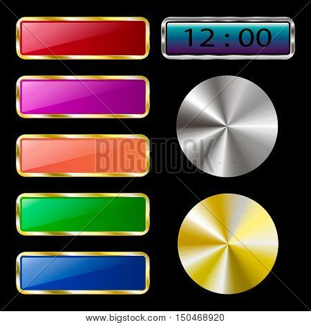 Colorful set of web buttons on a black background vector illustration