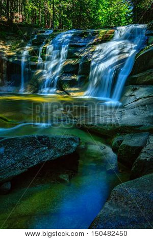 Mumlava waterfall in the Karkonosze National Park Harrachov.