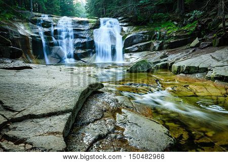 Mumlava waterfall in the Karkonosze National Park Harrachov.