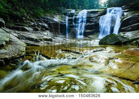 Mumlava waterfall in the Karkonosze National Park Harrachov.