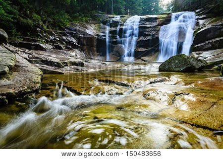 Mumlava waterfall in the Karkonosze National Park Harrachov.