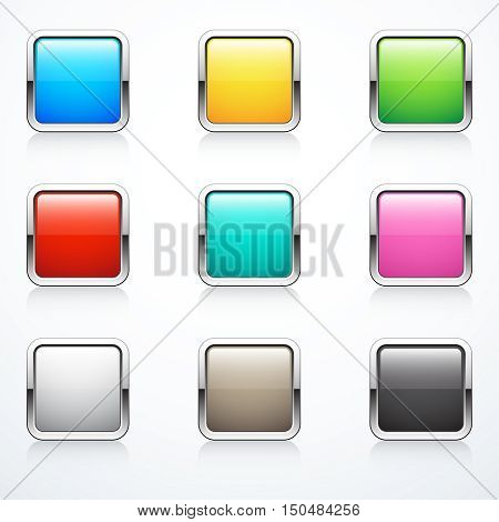 Set of square buttons. Vector illustration eps 10