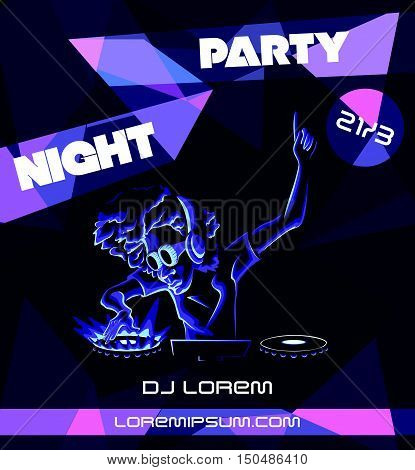 Dj mixing sound Disco Techno Electronic Audio Night Party Poster
