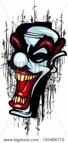 Clown Laughing Vector Tattoo Joker scary circus scratch grunge