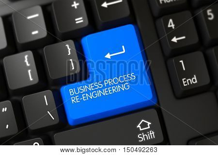 Button Business Process Re-Engineering on PC Keyboard. 3D Render.