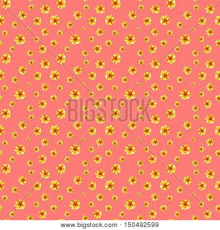 Lovely floral seamless pattern illustration of yellow flower on pink background