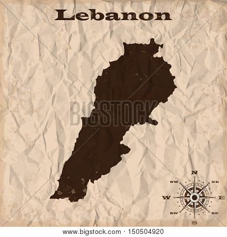 Lebanon old map with grunge and crumpled paper. Vector illustration