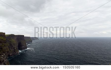 nature and landscape concept - view to cliffs of moher and atlantic ocean in ireland