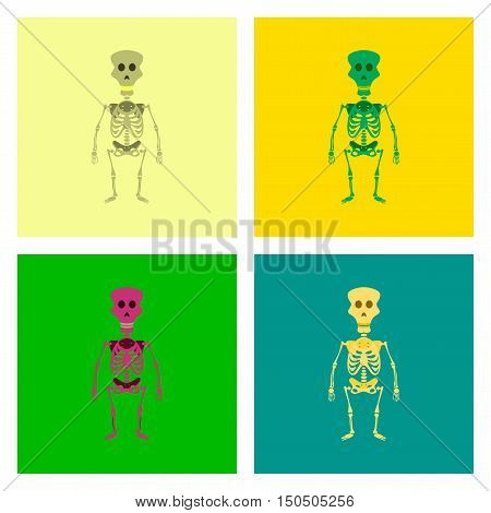 assembly of flat illustration skeleton Halloween monster