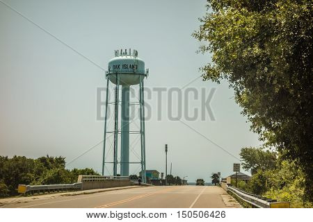 the oak island bridge and water tower