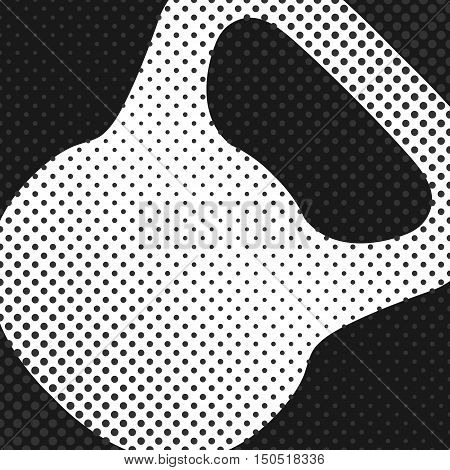 Sports background with kettlebell inventory items for the gym the effect of halftone and place for your text vector illustration.