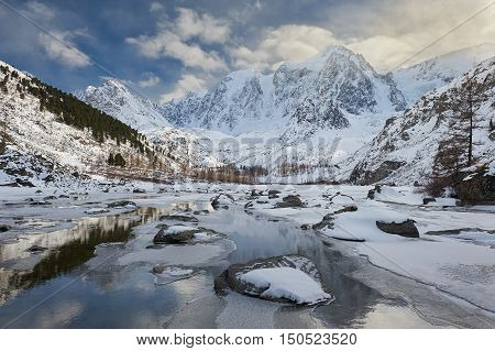 Beautiful Winter Landscape, Altai Mountains Russia.
