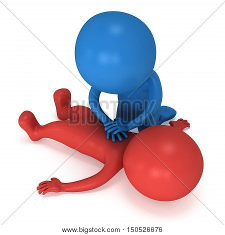 3D Man Doing Cpr First Aid.