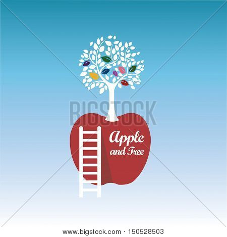apple and tree illustration vector design your work