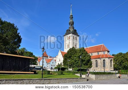 Tallinn Estonia - September 06 2016: St. Nicholas Church (Niguliste kirik) in old town of Tallinn at sunny day.