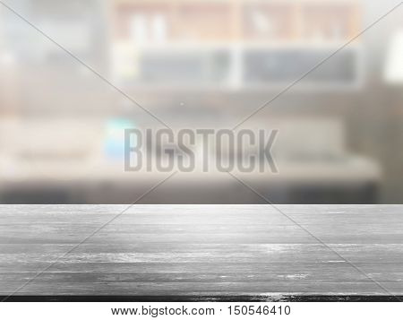 closeup top wood table with Blur Background