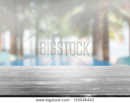 closeup top wood table with Blur Background